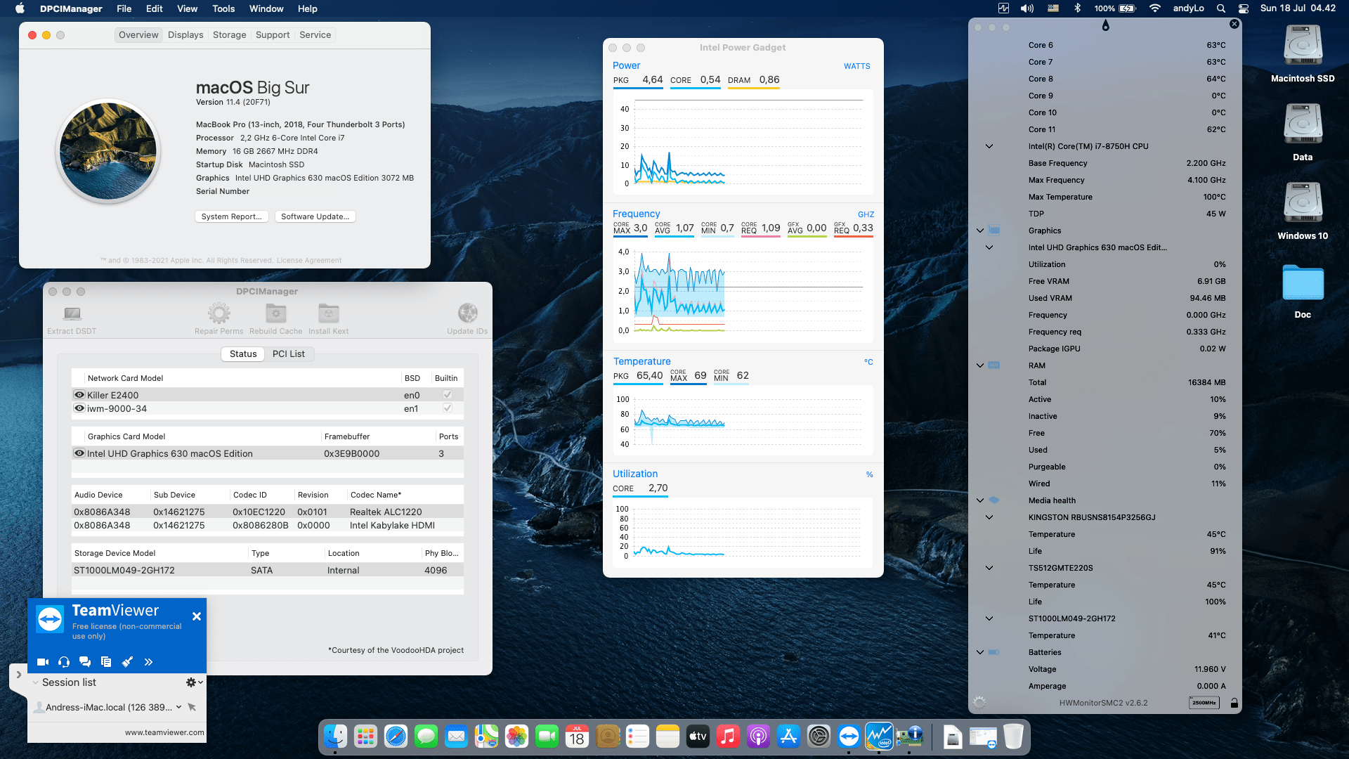 Success Hackintosh macOS Big Sur 11.4 Build 20F71 in MSI GL63 8SE-087ID